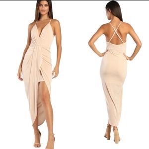 Vici Surplice Midi Dress in Champagne